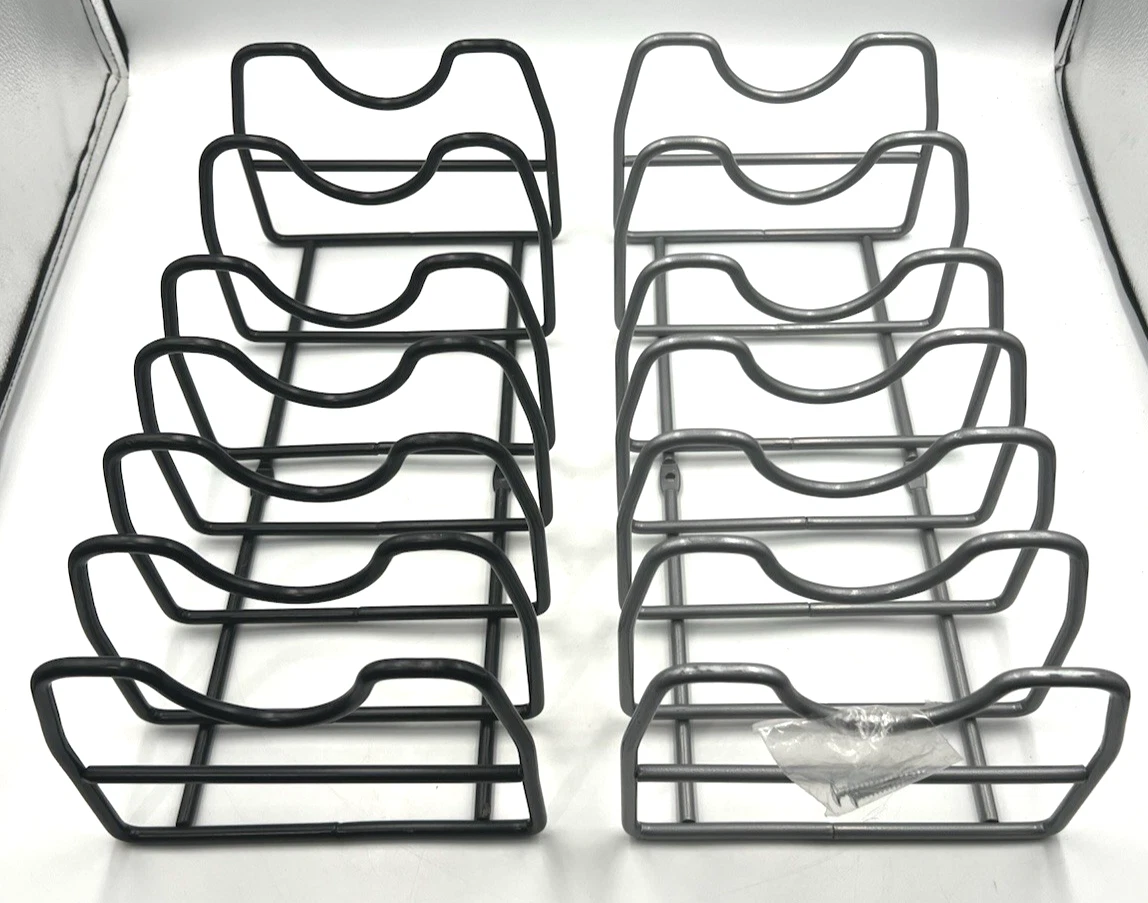 2 Metal 6-Section Plate Lid Pan Book Kitchen Cabinet Counter Organizer Racks