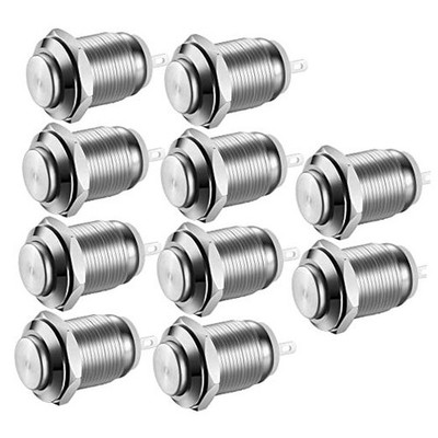 Gebildet 10pcs Waterproof Push Button Momentary Stainless Steel Push Button On 