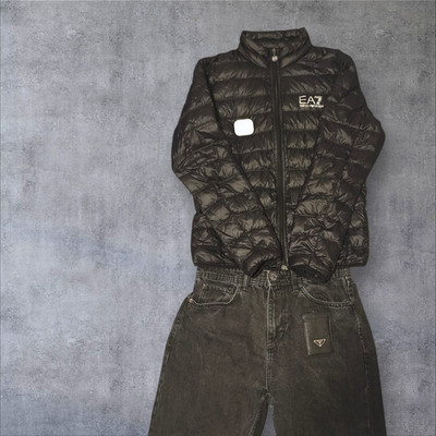 EA7 Emporio Armani Herren Windbreaker Jacke S schwarz Logo Zipper