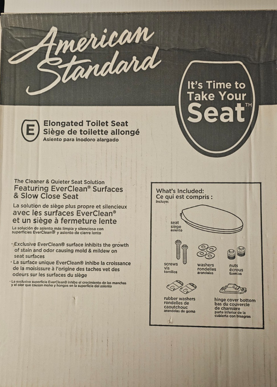 White American Standard Cadet Elongated Slow Close Toilet Seat with EverClean