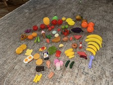 Pretend Play Food Fruits  Veggies  Sweets L.ot of 83 Pieces Plastic Fast Food