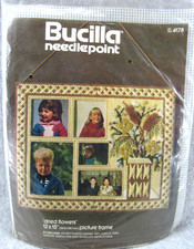 Bucilla Needlepoint DRIED FLOWERS 12x15" Picture Frame Plastic Canvas Kit 4178