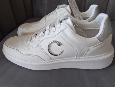 Cavalli Class by Roberto Cavalli White & Silver Sneaker Damen UK8 EU41