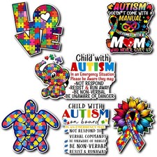 Pack 6PCS Autism Awareness Sticker Waterproof Vinyl Decal Decor Water