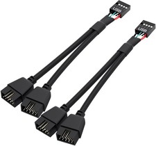 OwlTree 2 Pack Motherboard USB 2.0 to Dual 9 Pin Extension, Header Black