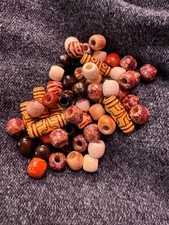 60 Pieces Wooden Hair Beads Dreadlock Jewelry Charms for Braids Locs DIY USA New
