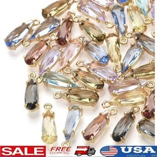 50 Faceted Glass Charms Pendants Jewelry Making Craft Supply Unique Design New