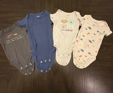 Carter  s Baby Bodysuit Lot 3M 4pc Dinosaur Animal One Piece Outfit Set Cute