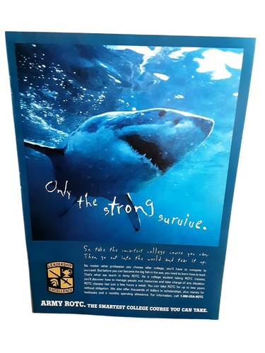 2000 Army ROTC Shark Only The Strong Survive Military Recruiting Print Ad