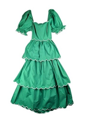 English Factory - Scallop Tiered Dress KELLY Green / S