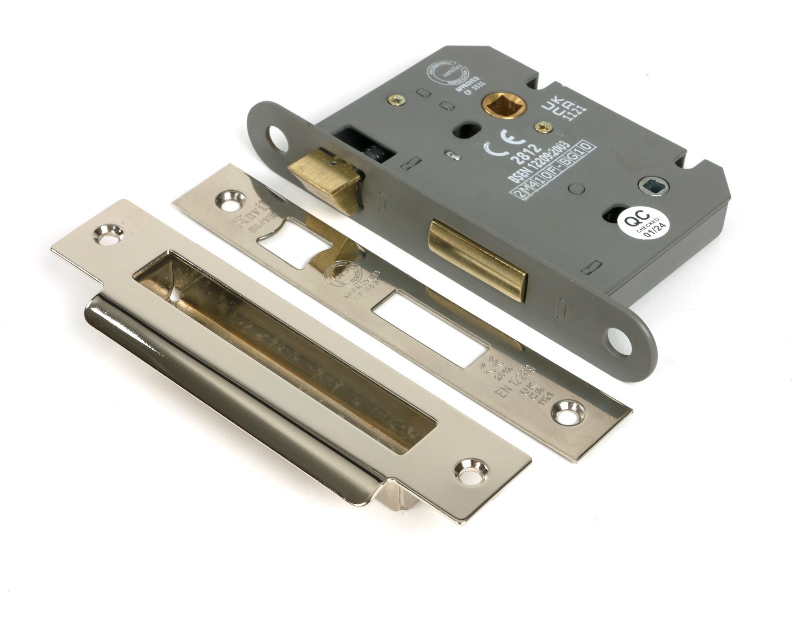 From The Anvil 51793 Polished Nickel 3"" Heavy Duty Bathroom Mortice Lock