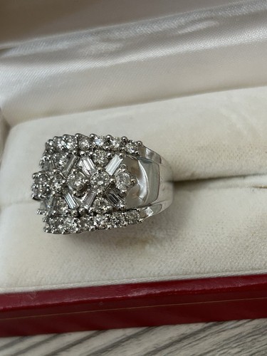 White Gold 14k Diamond Cluster Ring Size 8 Cocktail Ring 9.98 Grams 45 Diamonds - Picture 5 of 10
