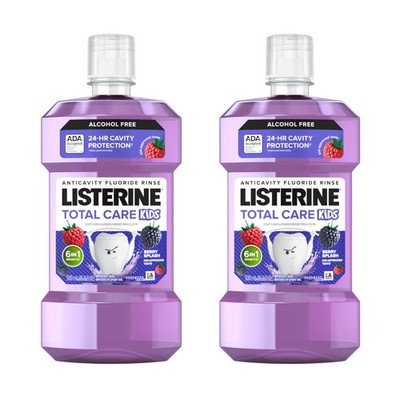 Listerine Total Care Kids Mouthwash, ADA 16.9 Fl Oz (Pack of 2), Purple