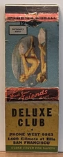 Deluxe Cab San Francisco CA California Girlie Pinup Vintage Matchbook Cover