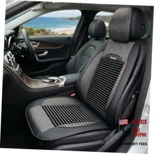 Beaded Car Seat Cover   Wooden Bead Massage Support with Breathable Royal Black