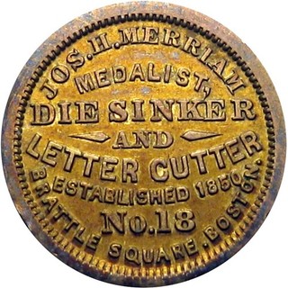 1863 Boston Massachusetts Civil War Token Jos Merriam Die Sinker R6