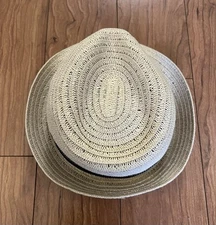 Sun N' Sand Beige Black Straw Fedora Beach Sun Travel Hat Women’s O/S Swift Toyo