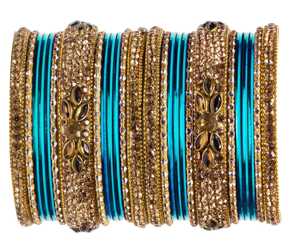 Braut-Kundan-Armreifen-Set, schlichtes Metall-Charm-Armband für Damen,... - Bild 4 von 4