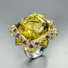 Gemstone 36 ct Natural Lemon Quartz Ring 925 Sterling Silver Size 8 /R470850