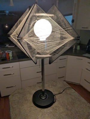 Vintage MCM Acrylic & String Art Paul Secon Spiderweb Sompex Germany Table Lamp