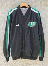 VTG 90s Puma Saskatchewan Roughriders CFL Track Jacket Men's L Black Sewn