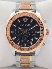Luxury Versace Greca Chrono Black Dial - Date Indicator Quartz Men's Wristwatch