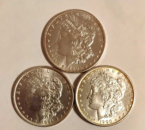 lot of three bu morgans dollars
