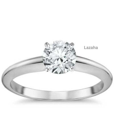 1 Ct Round Cut Moissanite 18K White Gold Solitaire Engagement Ring For Women
