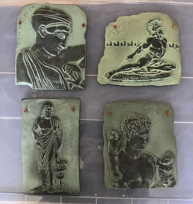 4er Set Vintage Klassisch Griechisch Römisch Wandtafeln Relief Kunst Achilles Mytholog