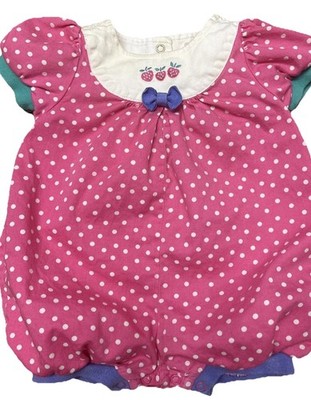 Vintage Gymbore Strawberry Fields  Bubble Romper Newborn 3-6mos Rainbow Tag Pink