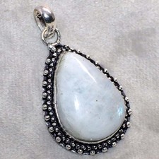 925 Silver Plated Rainbow Moonstone Pendant 1.8" Party Wear Design Trendy GW