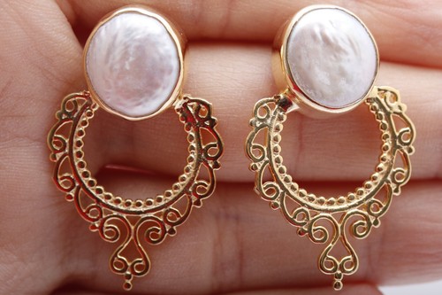 Special Design! Turkish Handmade Jewelry Pearl White 925 Sterling Silver Set - Picture 6 of 10
