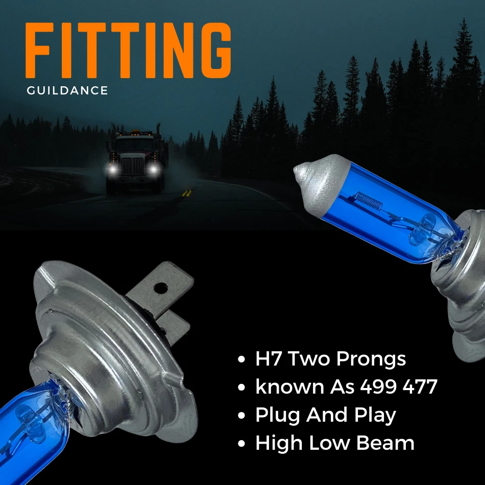 H7 24v 100w Headlight Bulbs Dipped Main Beam 499 Lorry Truck Hgv Xenon White Hid - Image 4 of 4