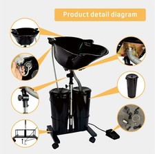 Portable Hairdressing Backwash Mobile Shampoo Basin Sink Salon Wash Hair Bowl