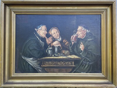 Oil Painting Genre Painting Monks IN Tavern Convent Andechs Erling Bräustübl