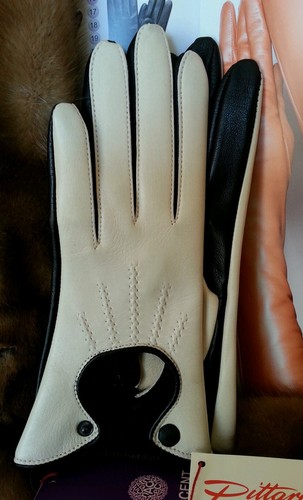Very chic genuine lamb leather gloves, two-tone color , size 6 1/2  - Picture 2 of 9