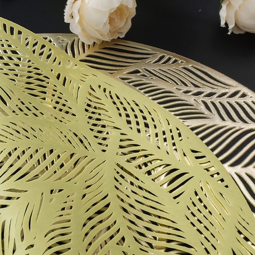 Placemats Set of 6, Round Leaf Place Mats for Dining Table Hollowed-Out Press... - Picture 6 of 7