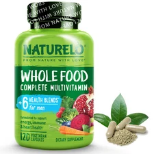NATURELO Whole Food Multivitamin for Men - 120 Vegetarian Capsules