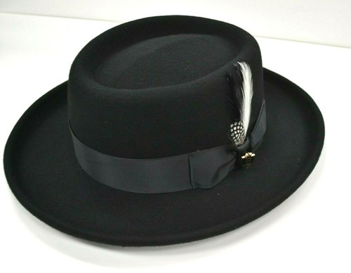 Mens Black Gambler Hat by Bruno Capelo 