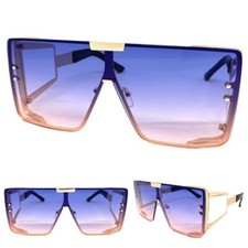 OVERSIZED Vintage Retro HIP HOP Style SUNGLASSES Big Rose Gold Frame Purple Lens