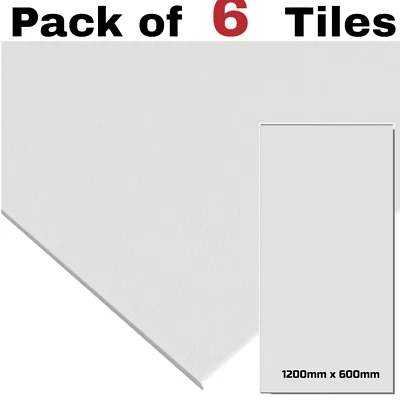 4.3m2 Suspended White Ceiling Tiles EasyClean Wipeable 1200mm x 600mm Waterproof