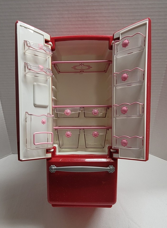 Battat Our Generation Red French Door Refrigerator 16" Tall Excellent