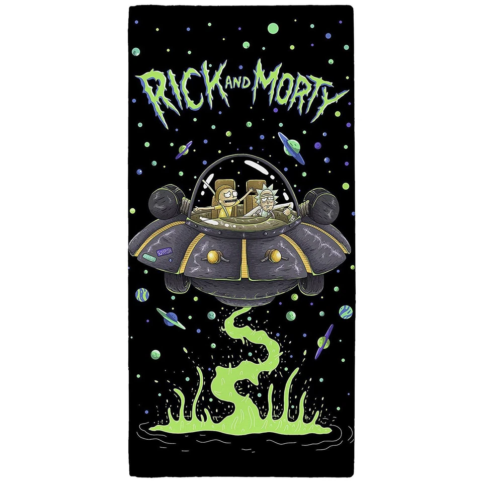 RICK AND MORTY TELO UFO SPIAGGIA BAGNO PISCINA 100% COTONE BAMBINI GRANDE
