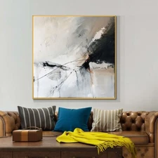 Abstract Hand Painted Oil Painting On Canvas White 24in