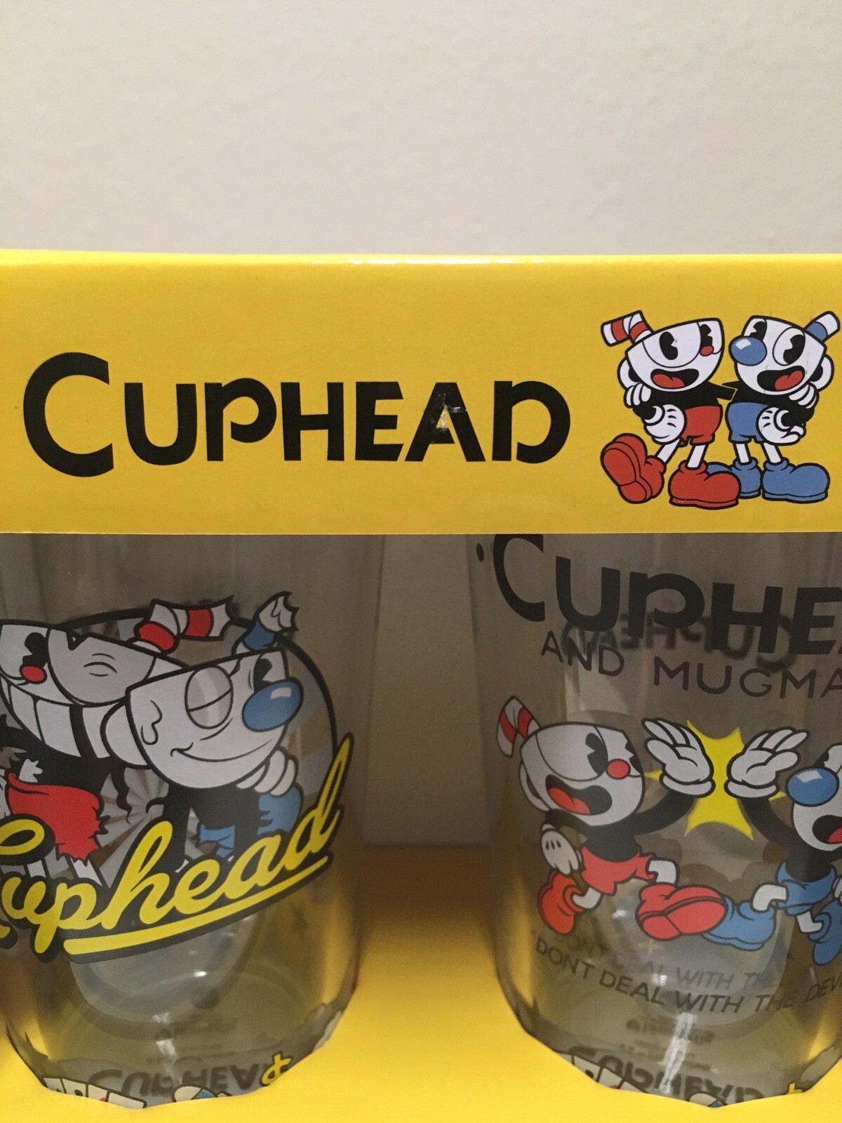 Cuphead and Mugman 2 Piece Pint Glass Set 16oz Brand New And Factory