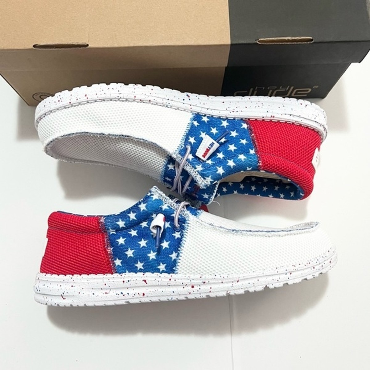 NWT Hey Dude | American Flag Pride Wally Sox Tri Slip On 