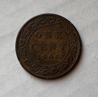 1906 EDWARD VII DEI GRATIA REX IMPERATOR CANADA ONE CENT COIN VF