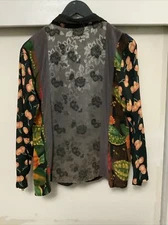 CITRON SANTA MONICA Wearable Mash-Up Art Cherry Sleeves Button Up Blouse SZ M