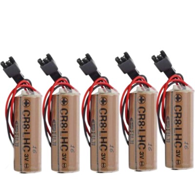 5PC CR8.LHC 17450 3V PLC FDK CR8 LHC Battery with Black Plug Backup Power Source