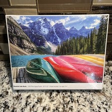 NEW Mountain Lake Boats -- 300 Piece Jigsaw Puzzle -- Colorcraft Puzzle 24 x18
